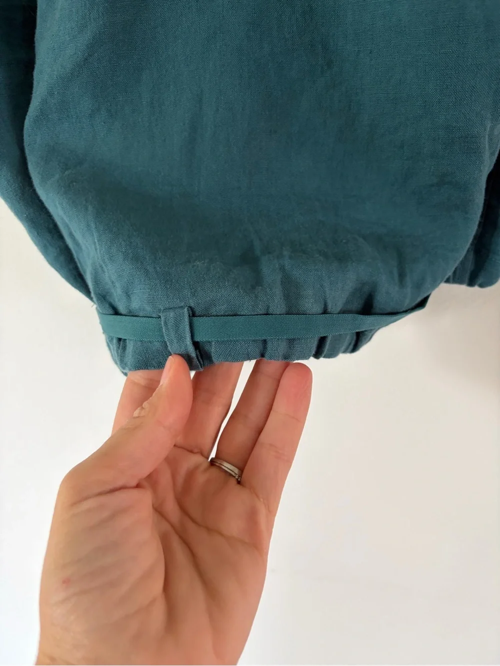 Athleta Playa Linen Tie True Wrap Short Sleeve Top In Borealis Green Size Large - Picture 11 of 14